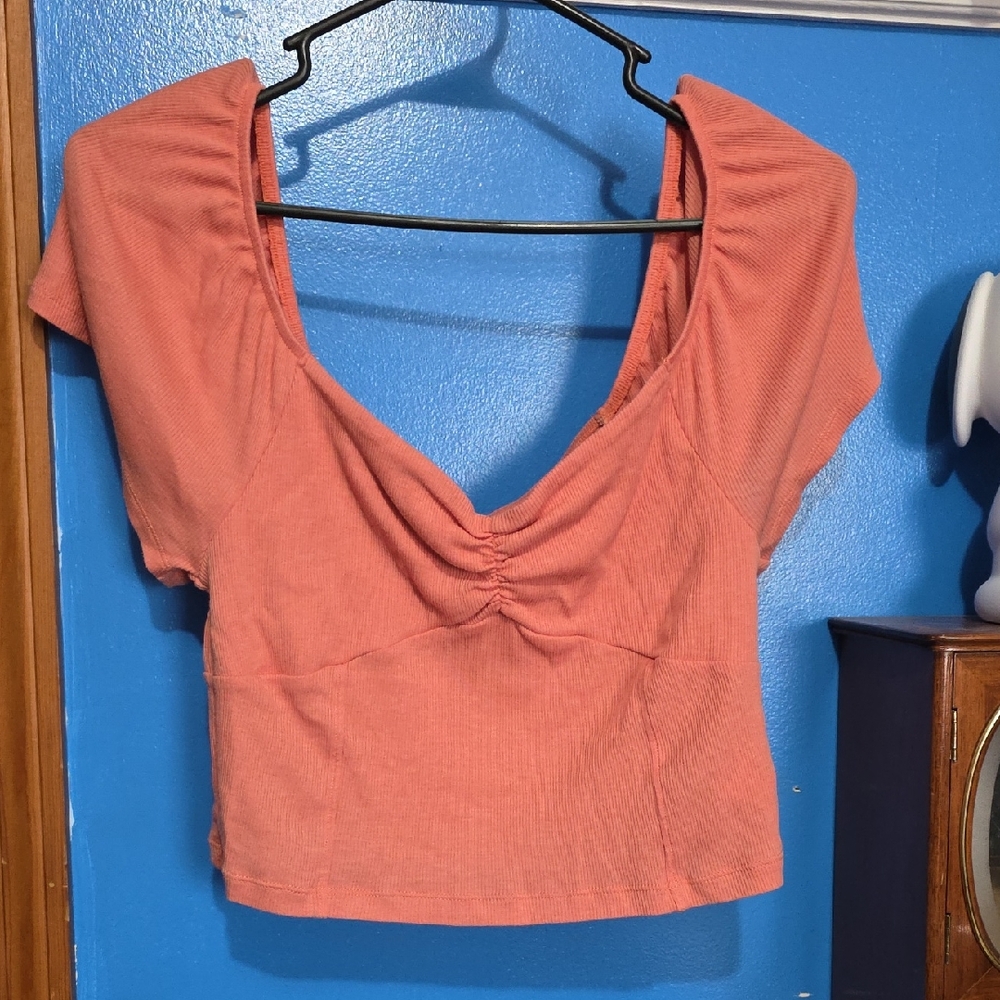 American Eagle Outfitters Coral Crop Top